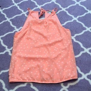 XS peach and white hearts tank